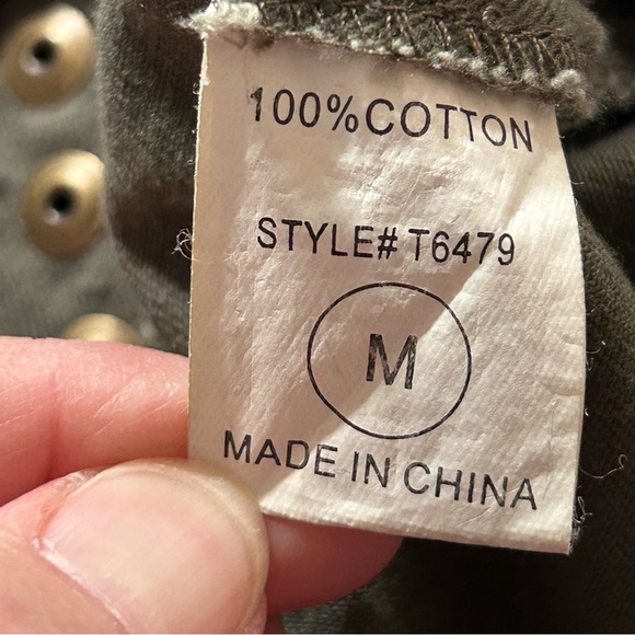 Miss Me Y2K Green Military-Style Studded Army Green Jacket Size Medium - Picture 7 of 7